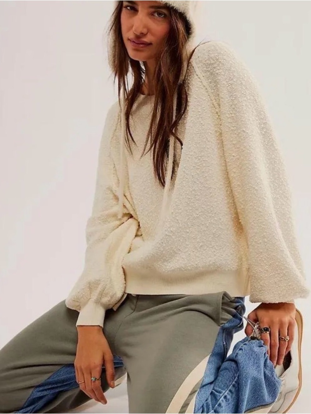 Free People Found My Friend Pullover in cream 
Size small